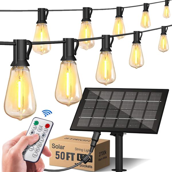 50 FT Solar String LED Lights Outdoor Waterproof With Remote Control and Timer