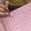 Anuschka Kartenetui aus echtem Leder, handbemalt - Croc Embossed Blush Gold