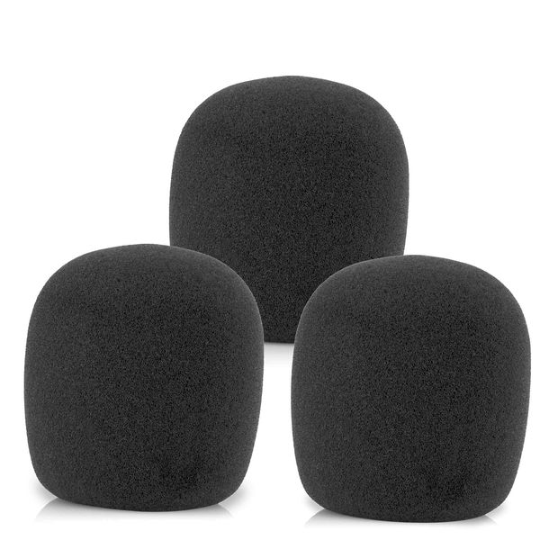 LEFXMOPHY SM58 Windscreen, Mic Foam Replacement for Shure SM58 SM48 Vocal Microphone Pop Filter, Black Noise-cancellation Windsock Cover 3-pack