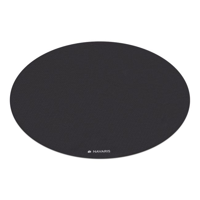 Navaris Round Yoga Mat - 120cm Diameter Circular Exercise Mat 0.6cm Thick - Non-Slip Training Mat for Pilates Workout Home Gym Meditation Black