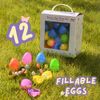 TRIXES 12PCS Empty Plastic Fillable Eggs - Easter Surprise Egg Hunt Accessories - Large Size