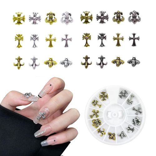 Nail Art Charms,KEUGT Punk Nail Charms,3D Charm per Unghie,Kit Decorazioni Nail Art,Fai Da Te Gioielli per Nail art,Vintage Punk Nail Ornamenti per Nail Art In Stile Antico per Donne Ragazze Design