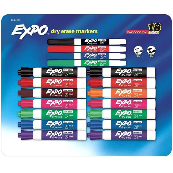 EXPO Low Odor Dry Erase Markers, 18 Count