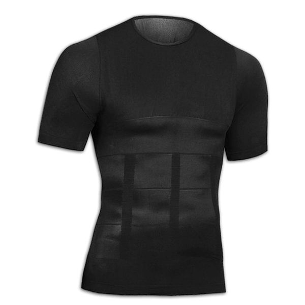 Compression innerwear, compression shirt, men's, compression wear, slimming shirt, corset, short sleeve shapewear, Black