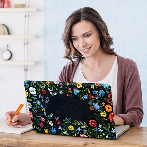 DINKY 11.6 13 13.3 14 15 15.6 inches Netbook Laptop Skin Sticker Reusable Protector Cover Case for Laptop Notebook Art Decorative, Blue and Red Flowers