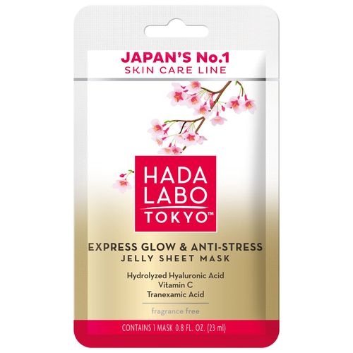 Hada Labo Tokyo Premium Express Glow Anti-Stress Jelly Sheet Mask Revitalising Moisturising Mask for Radiant Skin