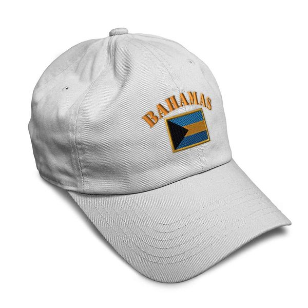 Speedy Pros Soft Baseball Cap Bahamas Flag Embroidery Flags World Cup Soccer Twill Cotton Embroidered Dad Hats for Men & Women White Design Only