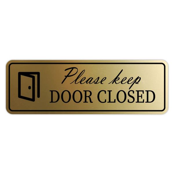 Standard Please Keep Door Closed Sign (Brushed Gold) - Small