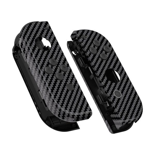 eXtremeRate Graphite Carbon Fiber Patterned Joycon Housing with Buttons, Handheld Controller DIY Replacement Shell Case for Nintendo Switch & Switch OLED Model JoyCon – Joycon and Console NOT Included