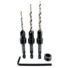 FTG USA Adjustable Wood Countersink Drill Bit Set 3 Pcs #6#8#10 with Tapered Drill Bits