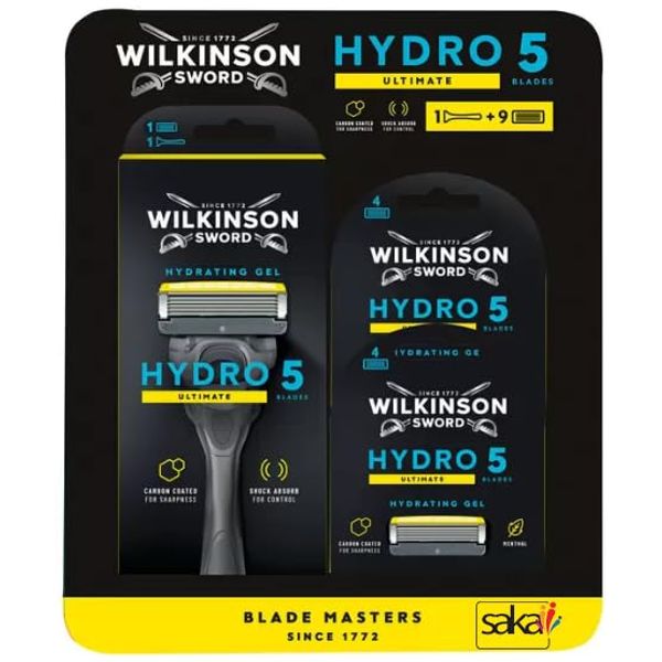 Wilkinson Sword Hydro 5 Ultimate Razor Handle + 9 Blades Refill