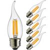 6Pack E26 LED Chandelier Filament Flame Tip Light Bulb, 4W (40W), 1800K