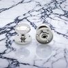 Infinity Decor Pair of Polished Chrome Solid Brass Victorian Round Mortice Door Knobs - Pull Handles Set for Internal and External Doors