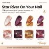 Modelones Cat Eye Gel Nail Polish Set 6 Colors, Glitter Gel Polish Set Magnetic Gel Nail Polishes Dark Purple Gold Shiny Chrome Diamond Nail Gel Polish DIY Manicure KitAnnual Limited Edition