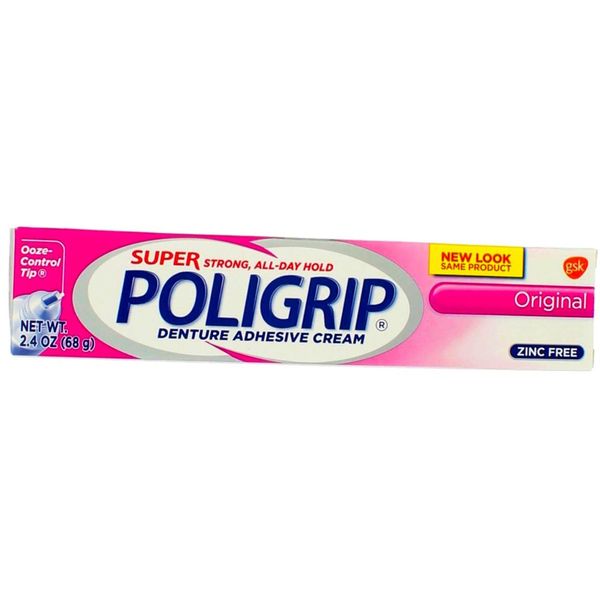 SUPER POLIGRIP Denture Adhesive Cream Original 2.40 oz (Pack of 12)