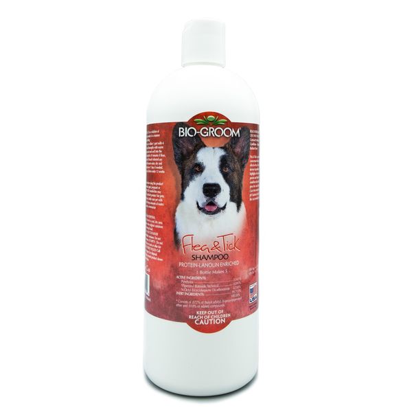 Bio-Groom Flea & Tick Dog Shampoo – Flea and Tick Prevention for Dogs, Cat Flea Treatment, Cruelty-Free, Made in USA, Natural Tick Repellent, Protein-Lanolin Shampoo – 32 fl oz 1-Pack