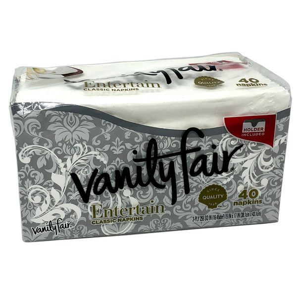 Vanity Fair Dinner Napkins, Pre Folded, 40 CT Silver (1)