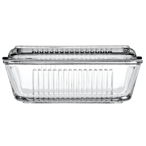 Pasabahce Clear Glass Storage Serving Butter Dish with Lid