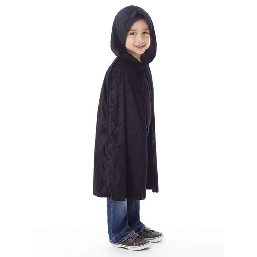 Little Adventures Deluxe Hooded Black Velvet Cloak Cape (Small Age 1-5) - Machine Washable Child Pretend Play and Party Dress-Up