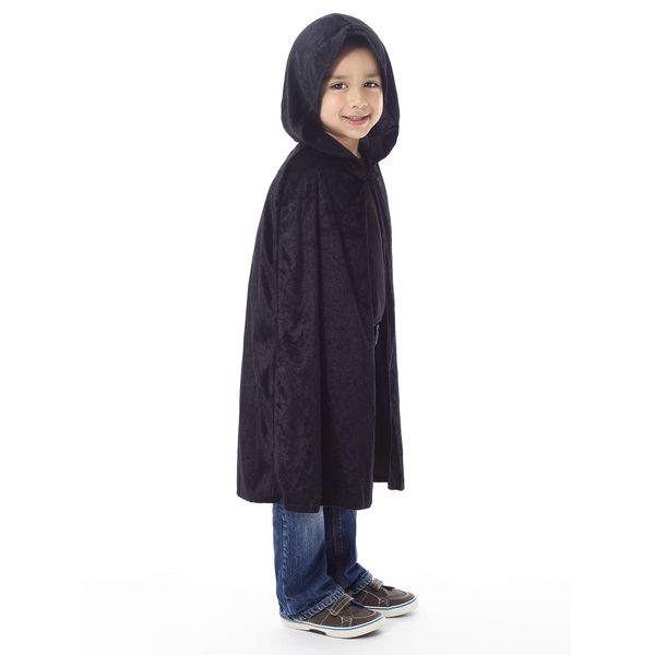 Little Adventures Deluxe Hooded Black Velvet Cloak Cape (Small Age 1-5) - Machine Washable Child Pretend Play and Party Dress-Up