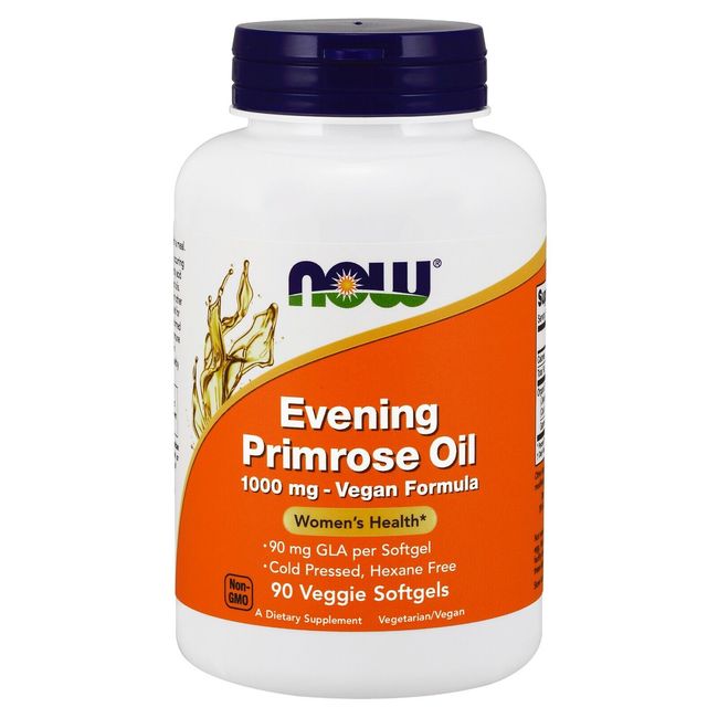 NOW Foods Evening Primrose Oil, 1000 mg, Vegan Formula, 90 Veggie Softgels