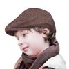 TOSKATOK® Boys Girls Kids Tweed Flat Cap Peaked Cap, Brown Herringbone