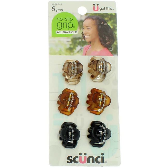 Conair Scunci No-Slip Grip Mini Octo Jaw Clips, 6 Ea