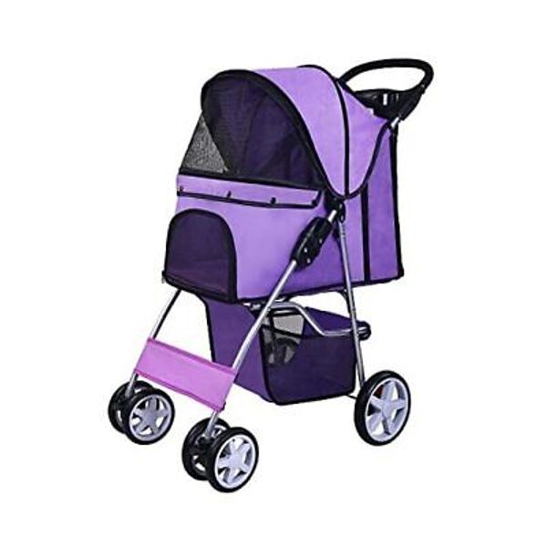 ELEVON Pet Stroller, 4 Wheels Multifunction Dog Cat Stroller, Folding purple