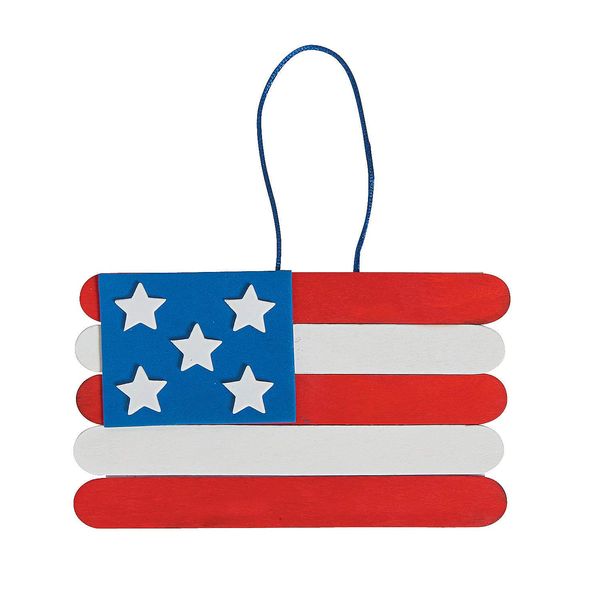 Craft Stick Amercian Flag Banner Craft Kit -12 - Crafts for Kids and Fun Home Activities