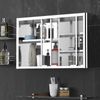 Restroom Floating Sturdy Toiletries Pantry with Side Shifting Glass, Silver
