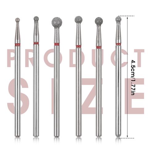 Lusofie 6Pcs Cuticle Clean Nail Bits 3/32'' Ball Head Nail Drill Bits Professional Safety Cuticle Drill Bits for Electric Nail File Gel Polishing Manicure Pedicure Tools