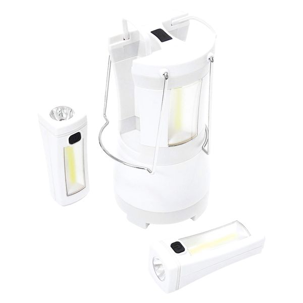 Epios 7335 Separate Lantern, Battery-Operated, LED, High Brightness COB (Includes 2 Separate Flashlights) White