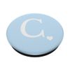 Pastel Blue, White Letter C Initial Monogram Heart PopSockets Adhesive PopGrip