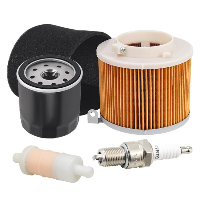 FHSJXR 11029-1004 Air Filter 49065-2078 Oil Filter Spark Plug Fuel Filter Tune Up Kit for Kawasaki Mule 500 520 550 600 610 2500 2510 2520 KAF300 KAF400 KAF620A KAF620B Mule SX 4x4 SE