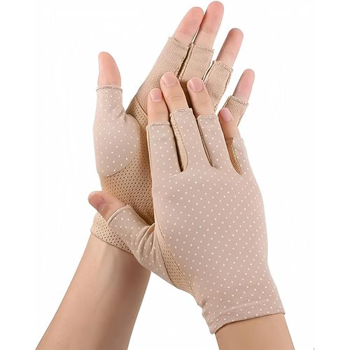 INOGIH Women Sunblock-Fingerless Gloves UV-Sun-Protection Driving Non-Slip Outdoor Gloves for Women Girls