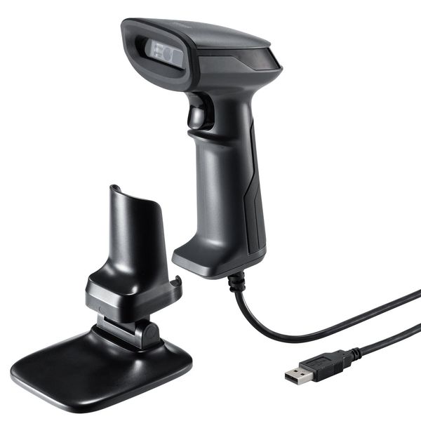 Sanwa Supply BCR-2D10GY 2-Dimensional Barcode Reader (with Stand, QR Code Compatible)