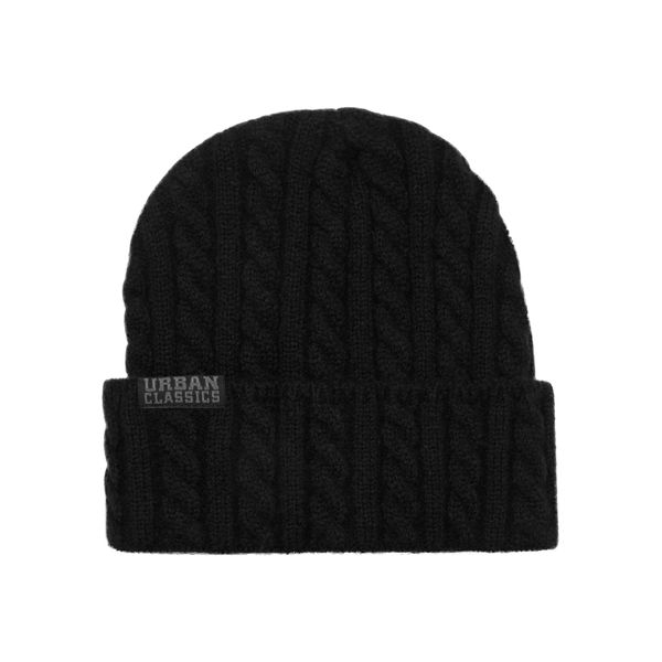 Urban Classics Cable Knit Beanie Hat, Black, One Size
