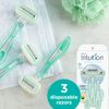 Schick Intuition Disposable Razors for Women with Sensitive Skin, 3 Count | Women’s Razors Sensitive Skin, Women’s Disposable Razors with a Touch of Aloe, Travel Razor