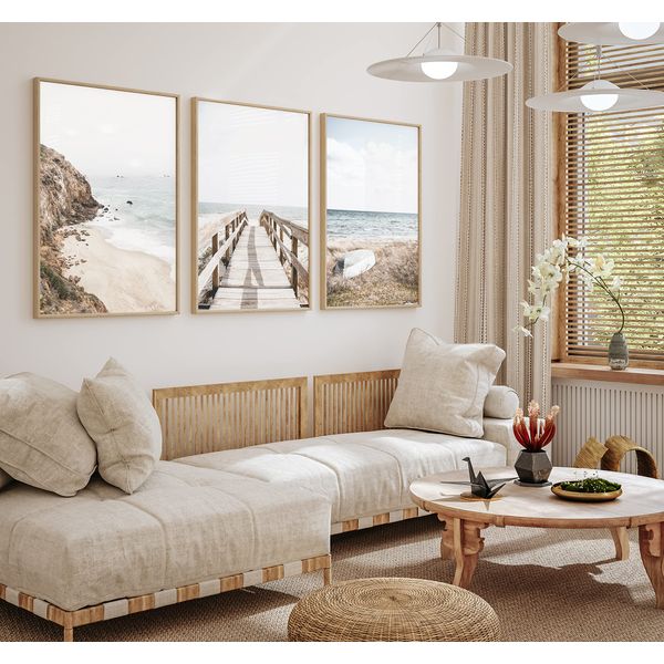 Set of 3 Beach Wall Art Prints (A2)