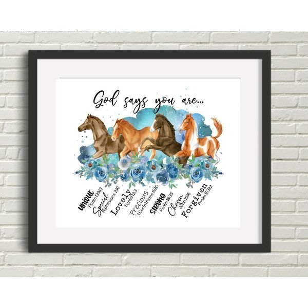 God Says You Are Strong Suicide Awareness Horses Semi Colon UNFRAMED Art Print