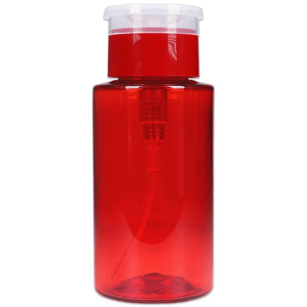 PANA 7oz Red Push Down Liquid Press Pumping Bottle Dispenser Nail Polish Remover