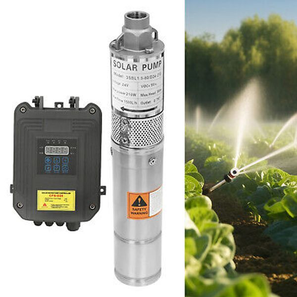 DC24V 3" Solar Pump Submersible Pump Bore Deep Well Water Pump + MPPT Controller