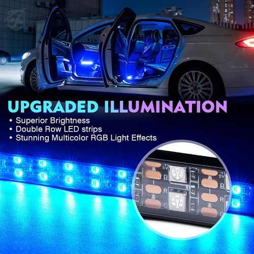 Xprite Upgraded 144LED RGB Interior Car Lights with Smart App Control/Wireless Remote Control, Music Sync Mode, DIY Mode and Multiple Scene Options, Universal for Cars Truck ATV UTV(4pcs)