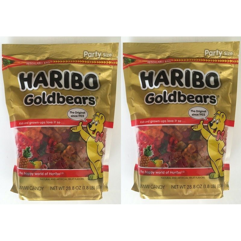 (2) Haribo 28.8Oz/1.8Lb Party Size Goldbears Fruit Flavors Gummi Candy ...