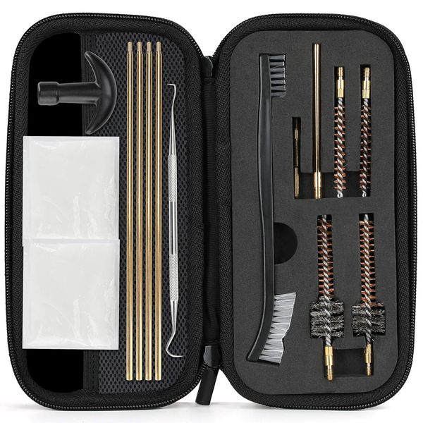 ProCase Gun Cleaning Kit for .223/5.56 Gun with Bore Chamber Brushes, Brass, Jags, Rods and Gun Cleaning Pick in Portable Compact Case Black