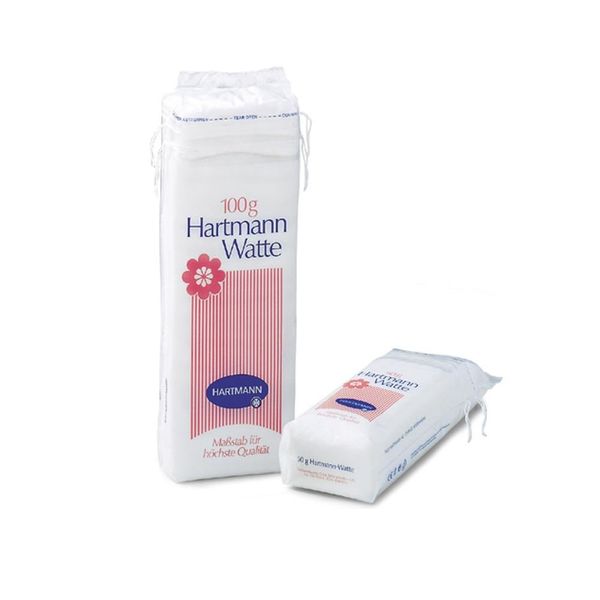 HARTMANN Watte, 400 g Baumwolle, Zickzack-Lagen, Ohne Perforation, Wiederverschließbarer Kordelzugbeutel