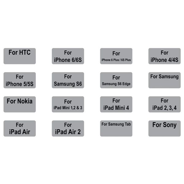 10 x 20mm Black & Silver Accessory Stickers, for HTC, 100