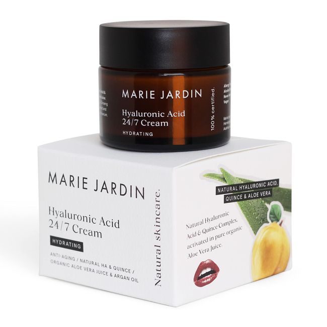 MARIE.JARDIN - Hyaluron Creme 50 ml, Feuchtigkeitscreme mit Aloe Vera und Quitte, 24/7 Tag- und Nachtcreme, Naturkosmetik für Gesicht, Hals, Dekolleté, Augen - Anti-Falten, für Frauen und Männer (1)