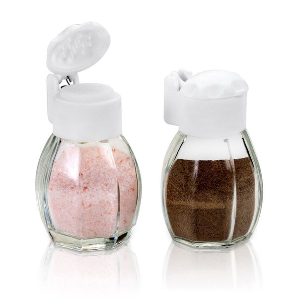 METALTEX Glass Salt and Pepper Set, 40ml, White