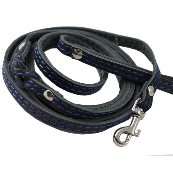 6' Long Genuine Leather Braided Dog Leash Black 3/8" Wide for Small Dogs amd Puppies